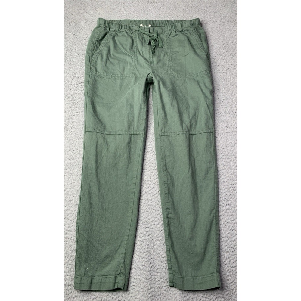 Eileen Fisher Womens XSmall Organic Cotton Elastic Waist Tapered Olive Green